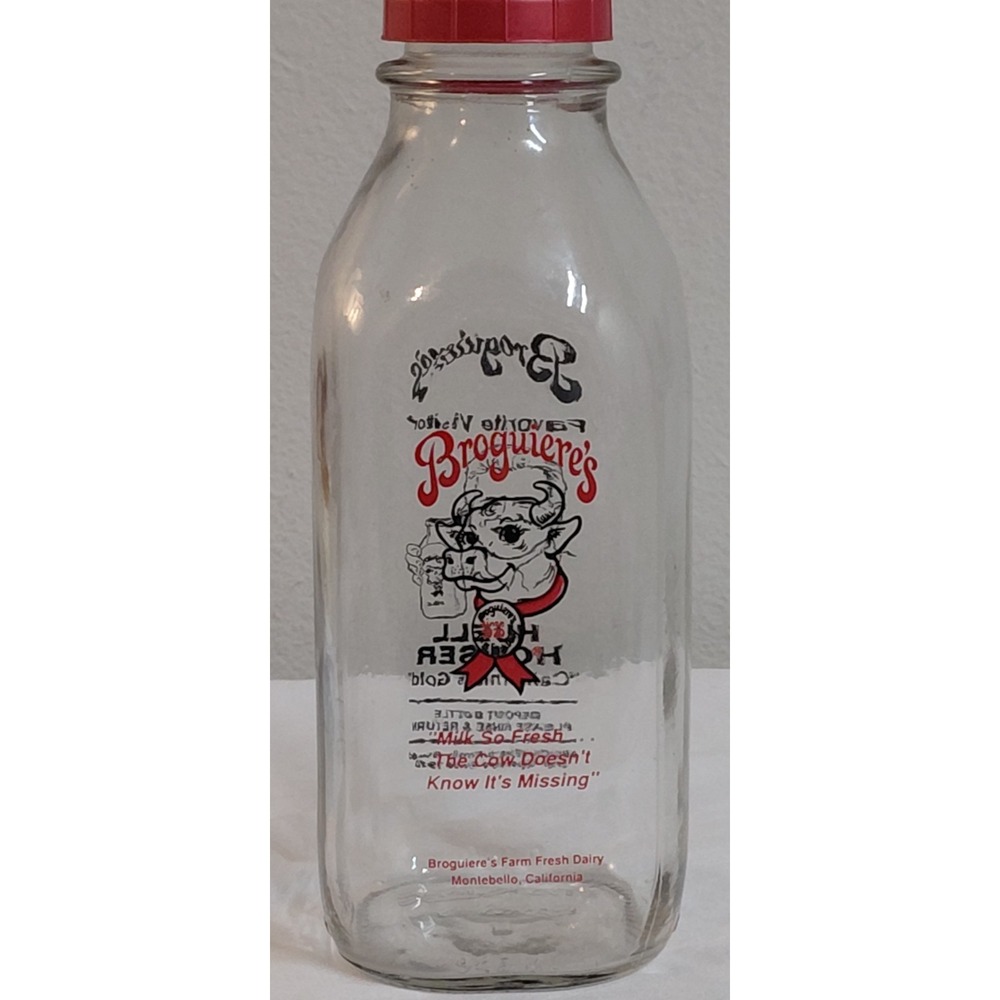 Vintage Broguiere's Dairy Milk Bottle Huell Howser California Gold Qt Split Cap